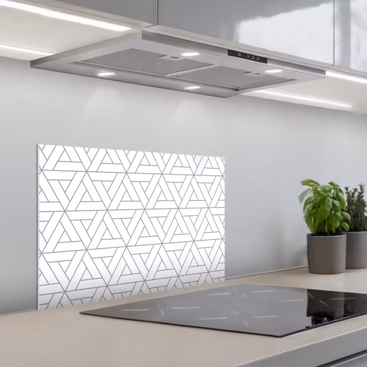 Design - Lijn - Patroon - Zwart - Wit keuken achterwand spatscherm klein 900 -3d_schuin