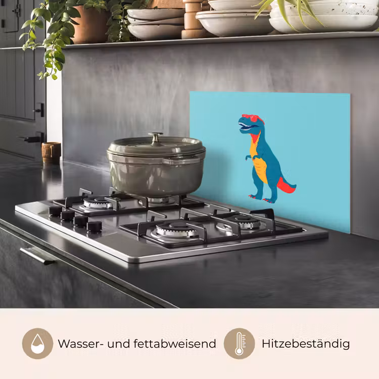 Dinosaurus - Blauw - Zonnebril keuken achterwand spatscherm klein -usp_DE