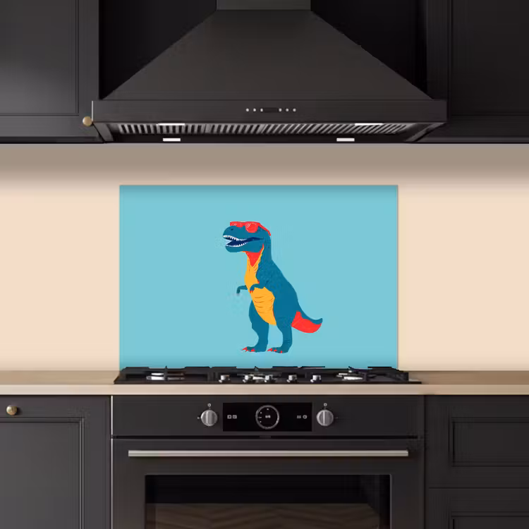Dinosaurus - Blauw - Zonnebril keuken achterwand spatscherm klein -sfeer1