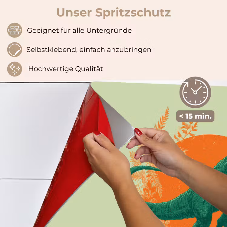 Dinosaurus - Groen - Planten - Cirkel keuken achterwand spatscherm klein -spatscherm_DE