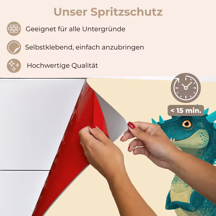 Dinosaurus - Turquoise - Stekels keuken achterwand spatscherm klein -spatscherm_DE