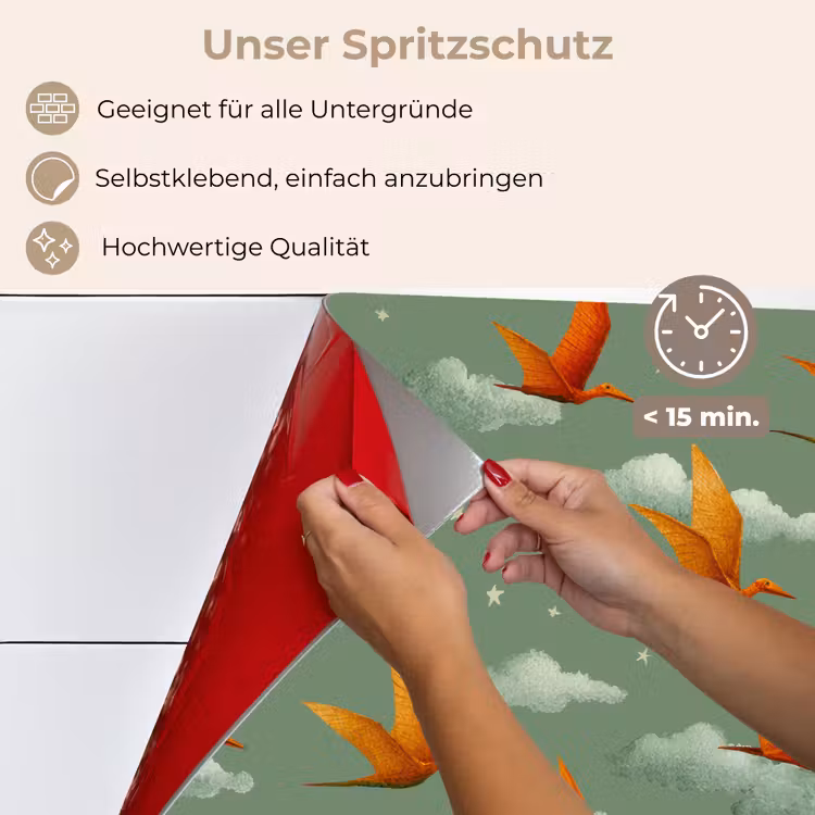 Dinosaurussen - Wolken - Sterren - Oranje keuken achterwand spatscherm klein -spatscherm_DE