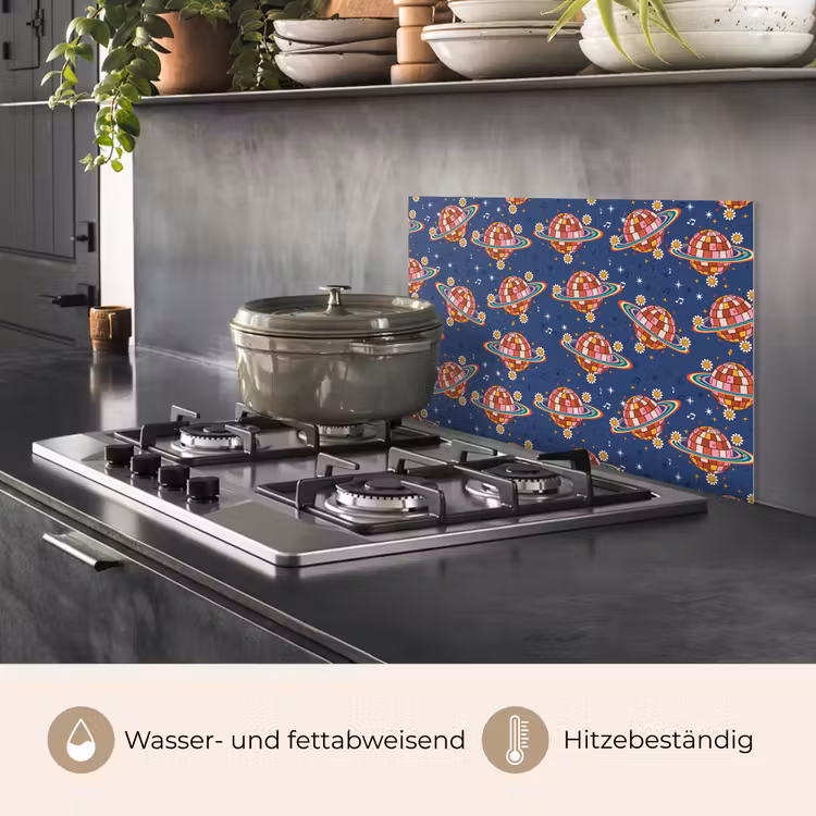 Disco - Blauw - Patroon keuken achterwand spatscherm klein 900 -usp_DE