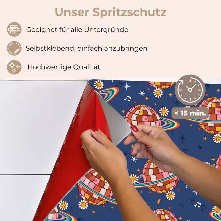 Disco - Blauw - Patroon keuken achterwand spatscherm klein 900 -spatscherm_DE