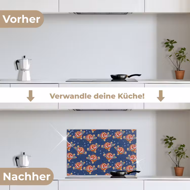 Disco - Blauw - Patroon keuken achterwand spatscherm klein 900 -voor_na_DE