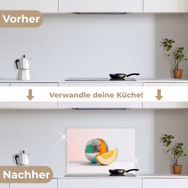 Disco - Discobal - Meloen - Pastel keuken achterwand spatscherm klein -voor_na_DE