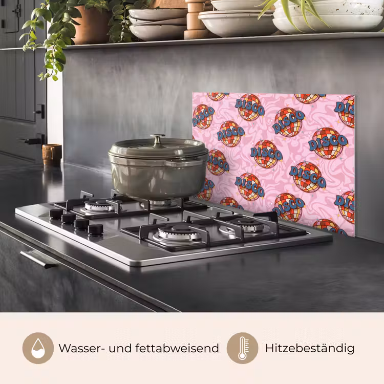 Disco - Bal - Patroon - Roze keuken achterwand spatscherm klein 900 -usp_DE