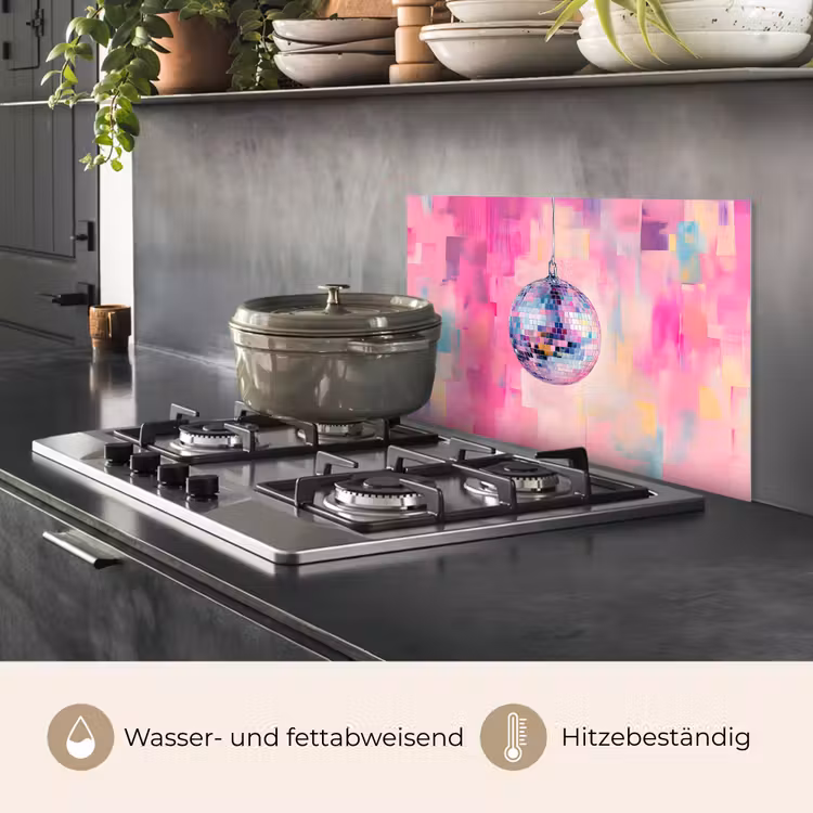 Discobal - Pink - Verf keuken achterwand spatscherm klein -usp_DE