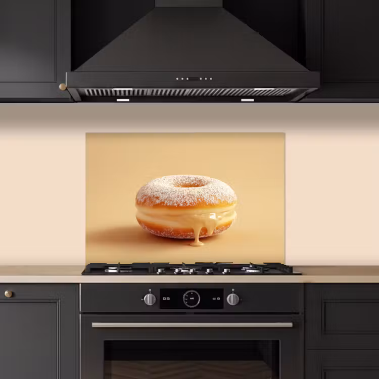 Donut - Romig - Poedersuiker - Beige keuken achterwand spatscherm klein -sfeer1