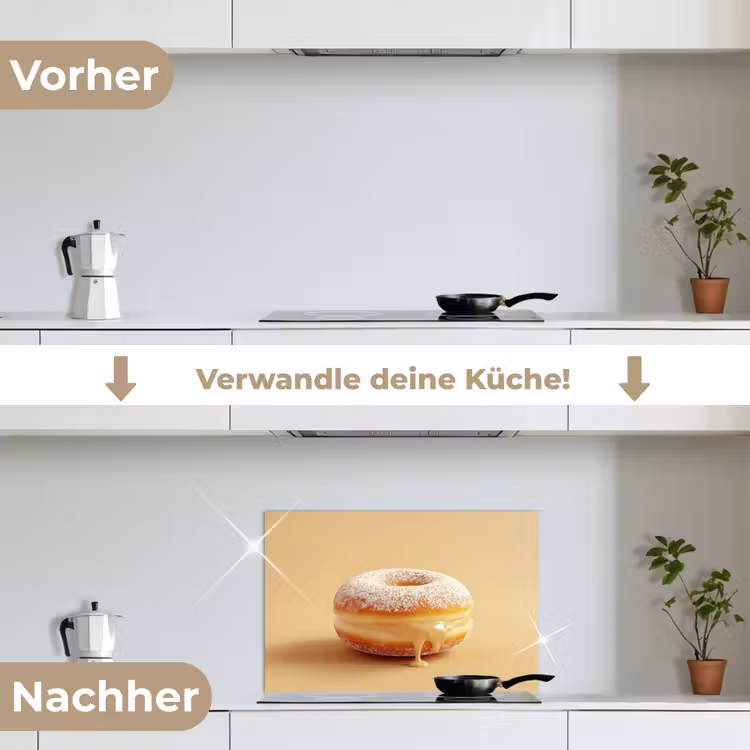 Donut - Romig - Poedersuiker - Beige keuken achterwand spatscherm klein -voor_na_DE