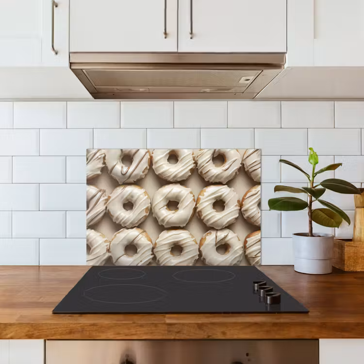 Donuts - Chocolade - Wit - Beige keuken achterwand spatscherm klein -sfeer2