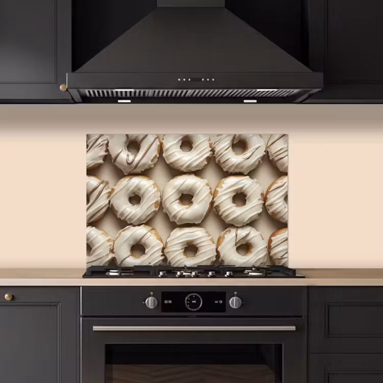 Donuts - Chocolade - Wit - Beige keuken achterwand spatscherm klein -sfeer1