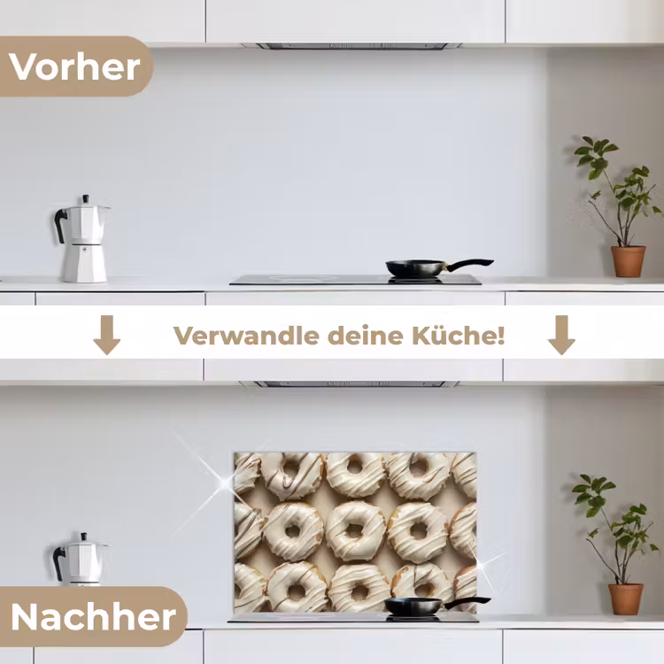 Donuts - Chocolade - Wit - Beige keuken achterwand spatscherm klein -voor_na_DE