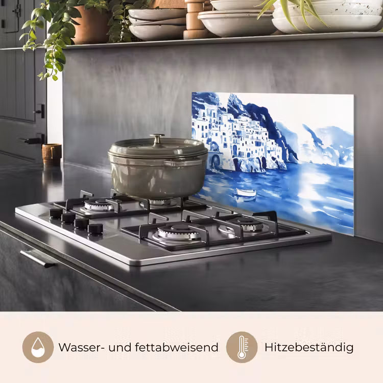 Dorp - Rotswand - Roeiboot - Water keuken achterwand spatscherm klein -usp_DE