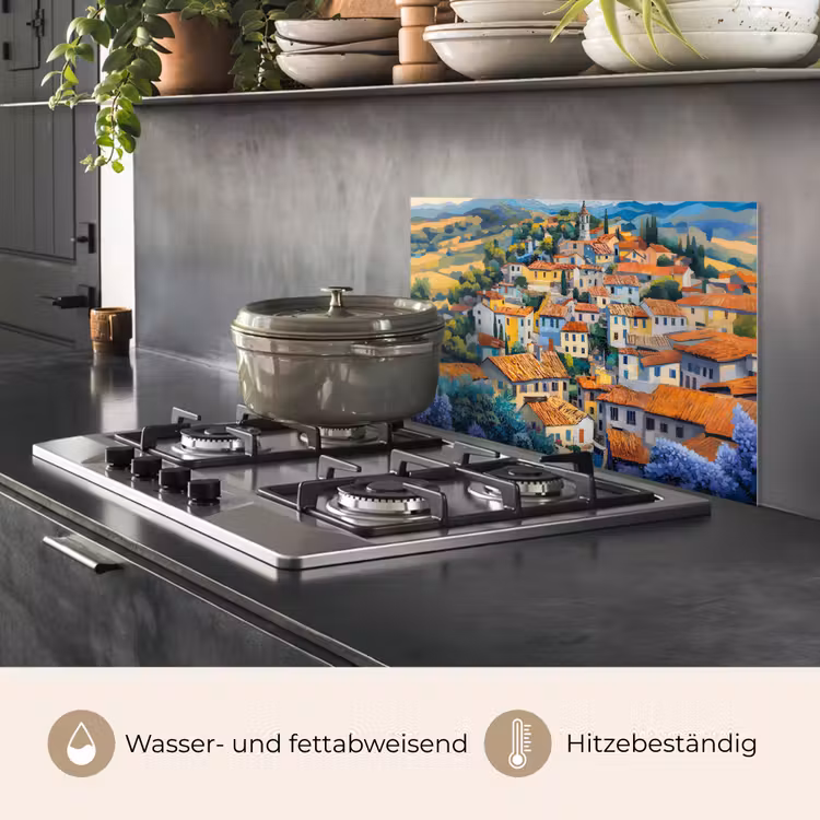 Dorp - Heuvels - Landschap - Bomen keuken achterwand spatscherm klein -usp_DE