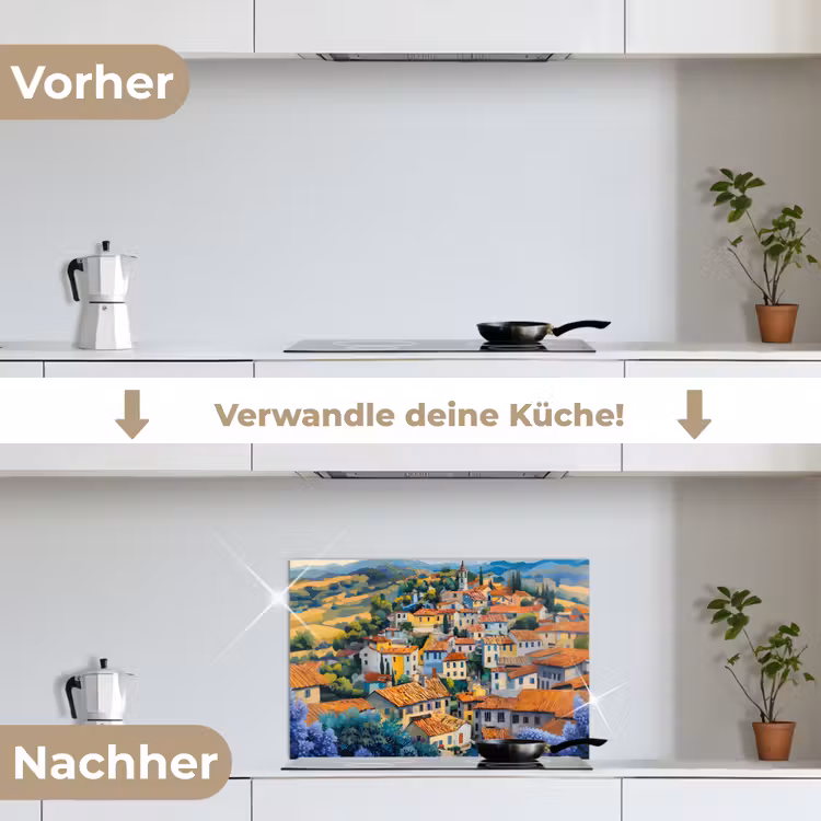 Dorp - Heuvels - Landschap - Bomen keuken achterwand spatscherm klein -voor_na_DE