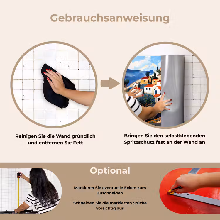 Dorp - Heuvelachtig - Zon - Mozaïek keuken achterwand spatscherm klein -gebruiksaanwijzing_DE