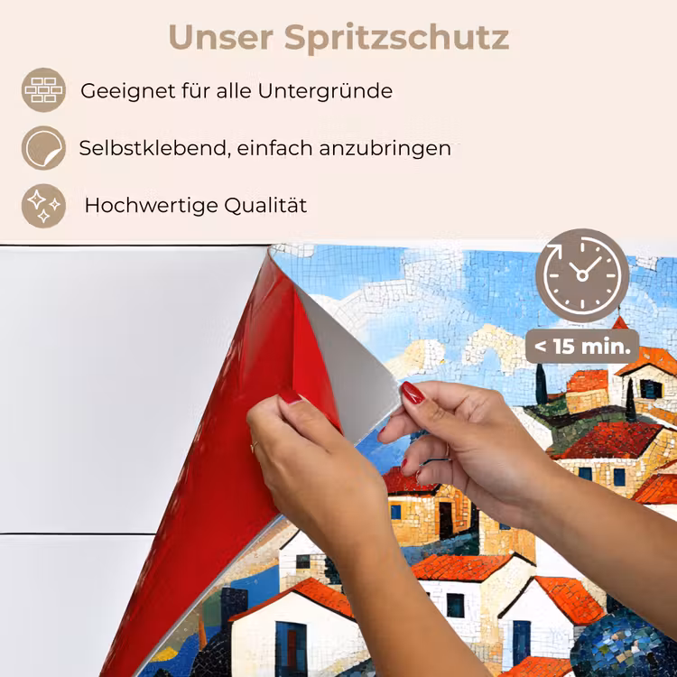 Dorp - Heuvelachtig - Zon - Mozaïek keuken achterwand spatscherm klein -spatscherm_DE