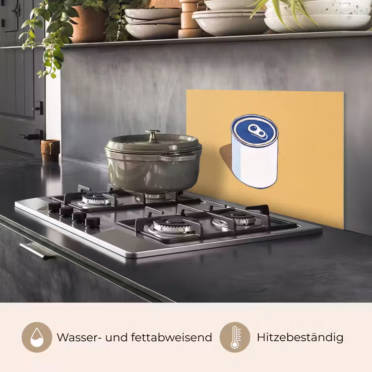 Blikje - Minimalistisch - Blauw - Illustratie keuken achterwand spatscherm klein -usp_DE
