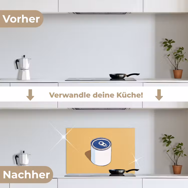Blikje - Minimalistisch - Blauw - Illustratie keuken achterwand spatscherm klein -voor_na_DE