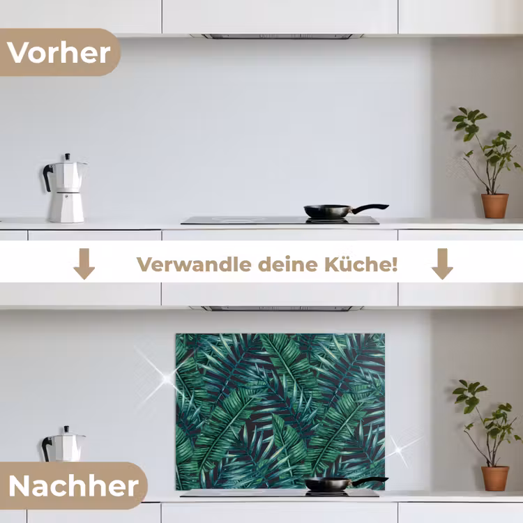 Jungle - Bladeren - Tropical keuken achterwand spatscherm middel -voor_na_DE