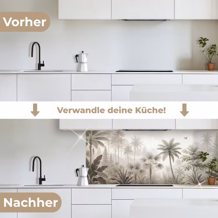 Jungle - Palmbomen - Natuur keuken achterwand 2 middel -voor-na_DE