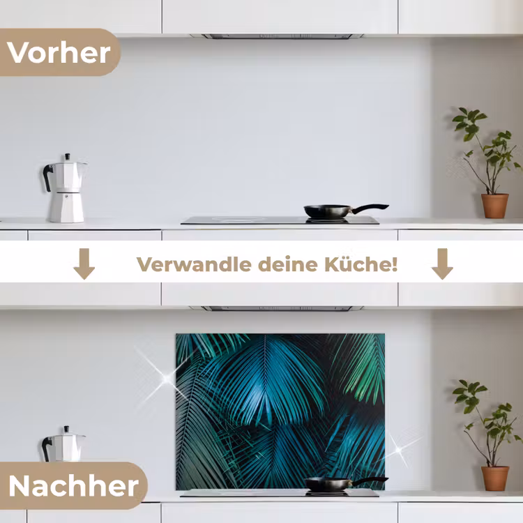 Jungle - Palmblad - Natuur keuken achterwand spatscherm middel -voor_na_DE