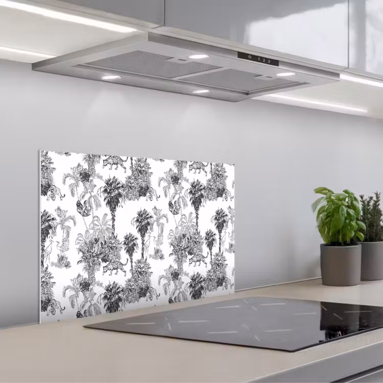 Jungle - Dieren - Grijs keuken achterwand spatscherm klein 900 -3d_schuin