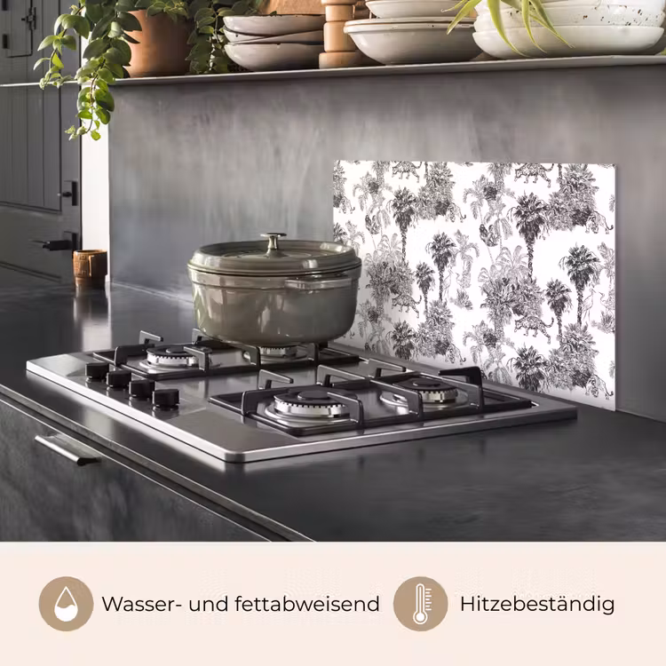 Jungle - Dieren - Grijs keuken achterwand spatscherm klein 900 -usp_DE