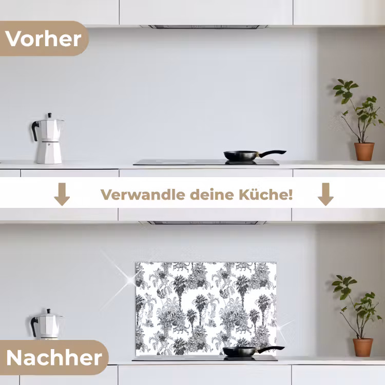 Jungle - Dieren - Grijs keuken achterwand spatscherm klein 900 -voor_na_DE