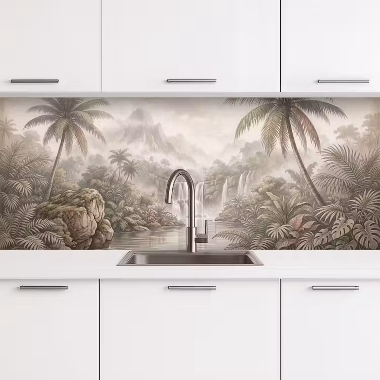Jungle - Watervallen - Tropisch - Illustratie keuken achterwand 2 middel -3d