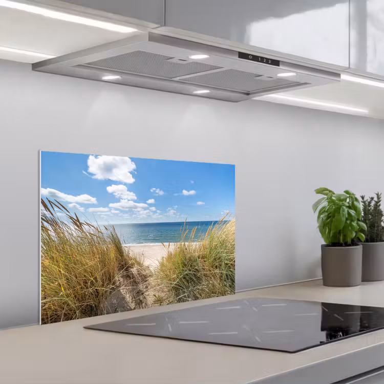 Duin - Gras - Zee - Strand keuken achterwand spatscherm klein -3d_schuin