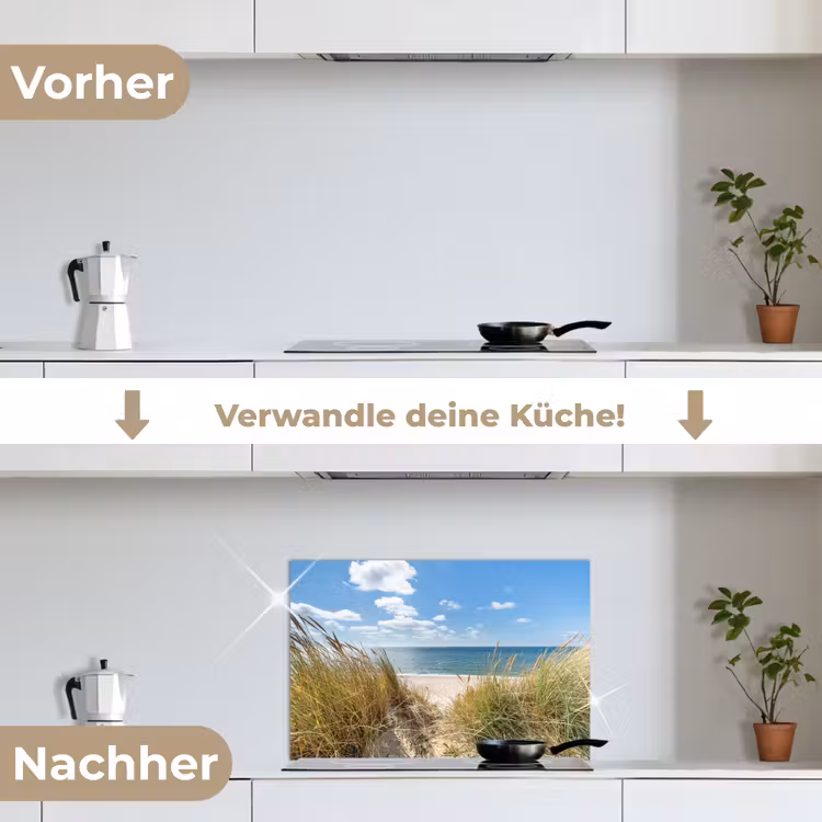 Duin - Gras - Zee - Strand keuken achterwand spatscherm klein -voor_na_DE