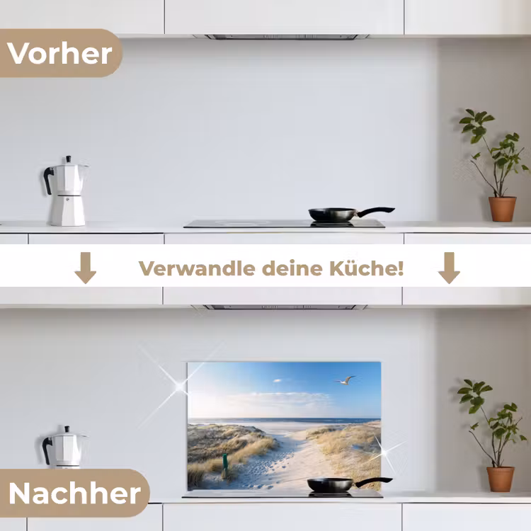 Duin - Meeuw - Strand - Zee - Zon keuken achterwand spatscherm klein -voor_na_DE