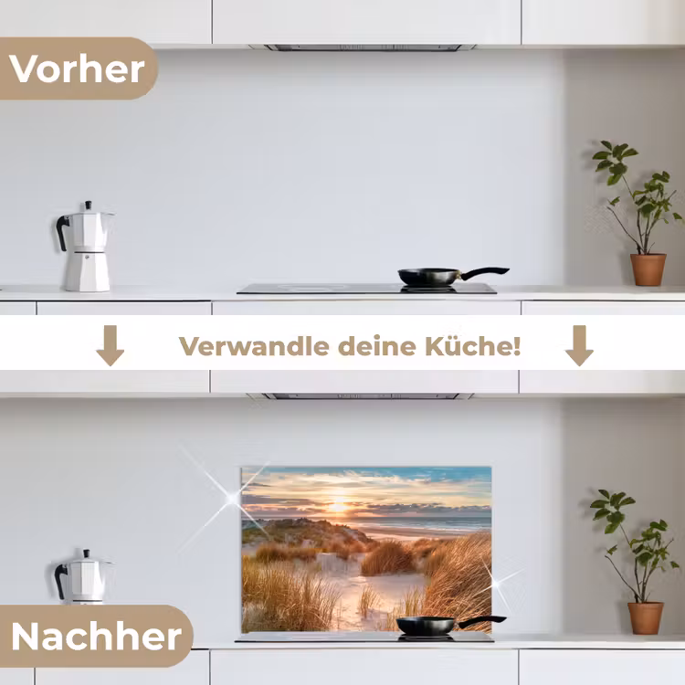 Duin - Planten - Zonsondergang - Strand - Zee keuken achterwand spatscherm klein -voor_na_DE