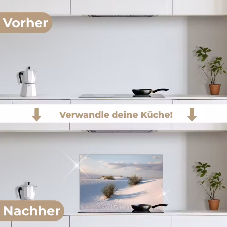 Duinen - Gras - Wolken - Beige keuken achterwand spatscherm klein -voor_na_DE