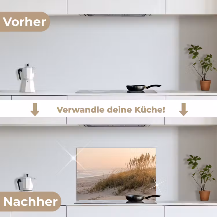 Duinlandschap - Zonsondergang - Strand keuken achterwand spatscherm klein -voor_na_DE