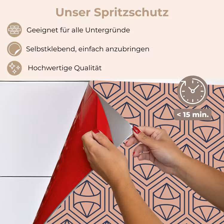 Donkerblauw - Roze - Patroom - Symmetrisch keuken achterwand spatscherm klein 900 -spatscherm_DE