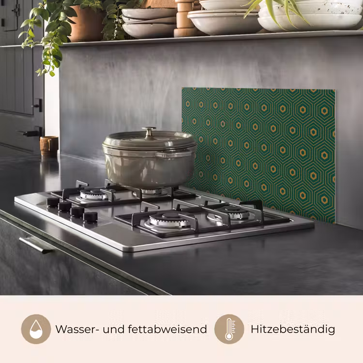 Donkergroen - Modern - Patroon - Goud keuken achterwand spatscherm klein 900 -usp_DE