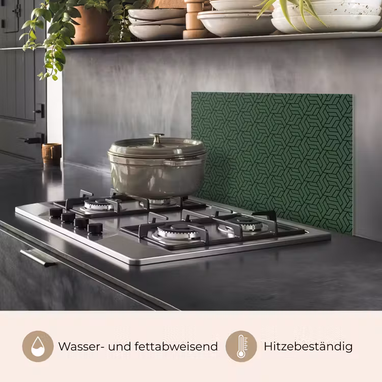 Donkergroen - Patroon - Lijnen - Zwart keuken achterwand spatscherm klein 900 -usp_DE