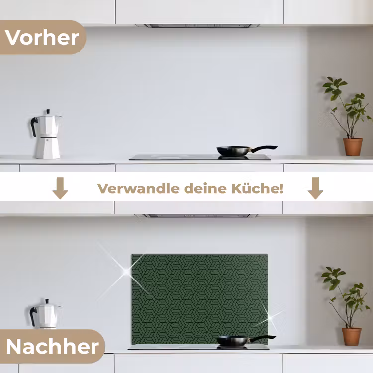 Donkergroen - Patroon - Lijnen - Zwart keuken achterwand spatscherm klein 900 -voor_na_DE