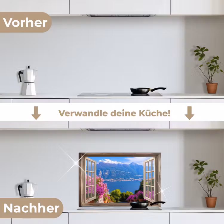 Doorkijk - Berg - Landschap - Uitzicht - Meer keuken achterwand spatscherm klein -voor_na_DE