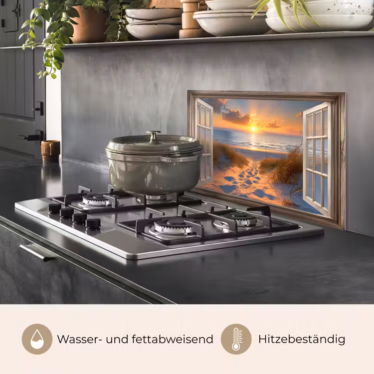 Doorkijk - Strand - Duinen - Zonsondergang keuken achterwand spatscherm klein -usp_DE