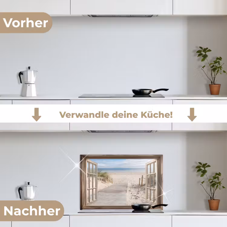 Doorkijk - Strand - Duinen - Pad - Landschap keuken achterwand spatscherm klein -voor_na_DE