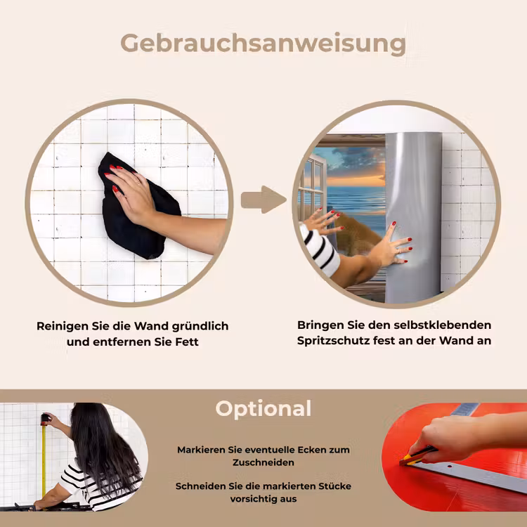 Doorkijk - Strand - Pad - Zonsondergang keuken achterwand spatscherm klein -gebruiksaanwijzing_DE