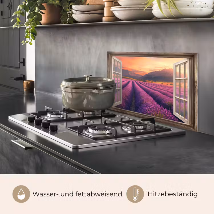 Doorkijk - Lavendel - Landschap - Bloemen - Paars keuken achterwand spatscherm klein -usp_DE