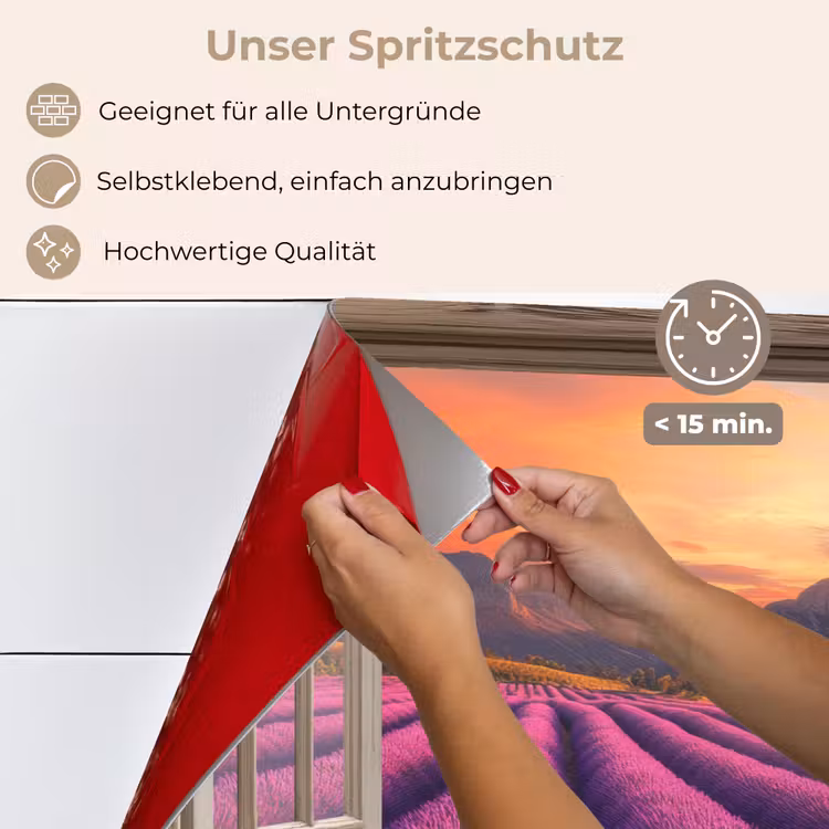 Doorkijk - Lavendel - Landschap - Bloemen - Paars keuken achterwand spatscherm klein -spatscherm_DE