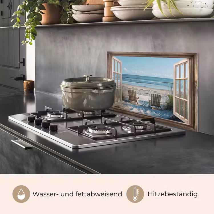 Doorkijk - Strandstoelen - Duinen - Zee - Natuur keuken achterwand spatscherm klein -usp_DE
