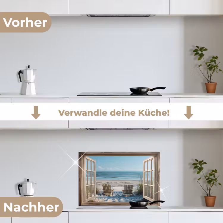 Doorkijk - Strandstoelen - Duinen - Zee - Natuur keuken achterwand spatscherm klein -voor_na_DE