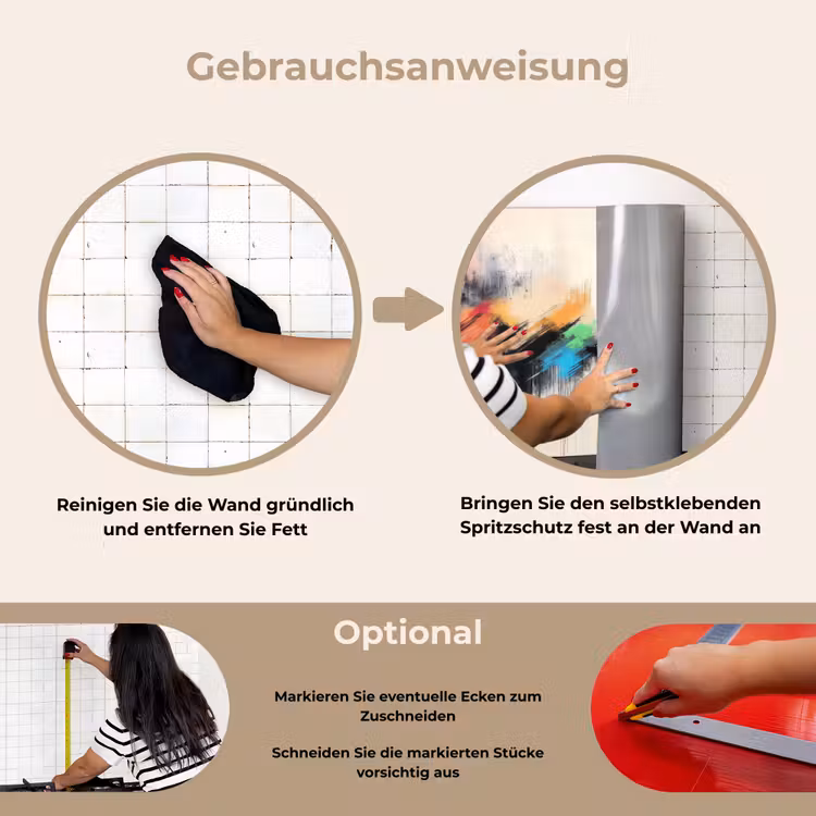 Dynamisch - Abstract - Kleurrijk - Zwart keuken achterwand spatscherm klein -gebruiksaanwijzing_DE